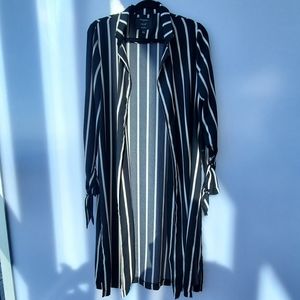 Black Cardigan with White Stripes